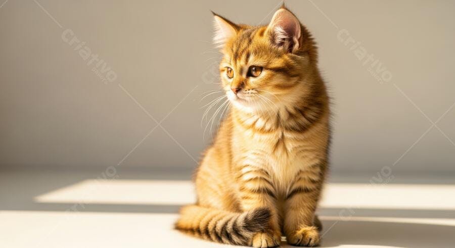 Foto Gato Filhote Tigrado Laranja Sentado Luz Natural