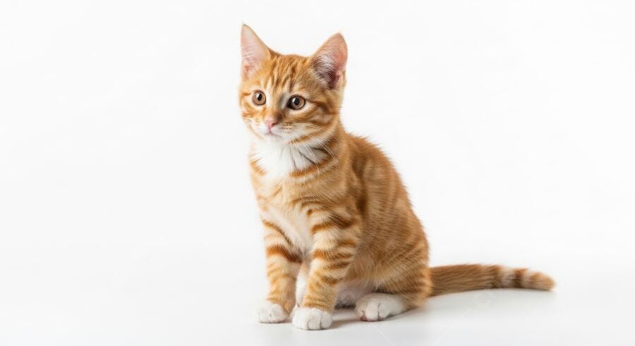 Foto Gato Laranja Filhote Sentado Olhando para o Lado Estúdio