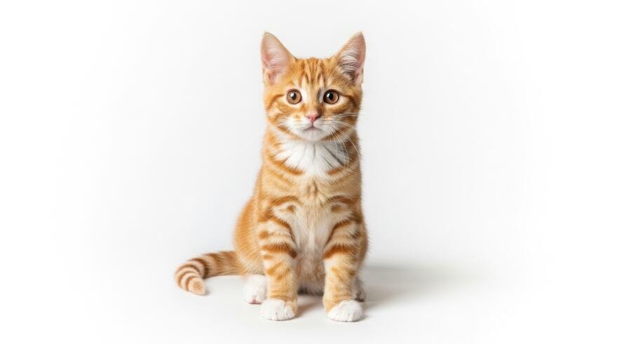 Foto Gato Laranja Tigrado Filhote Olhando Frente Studio
