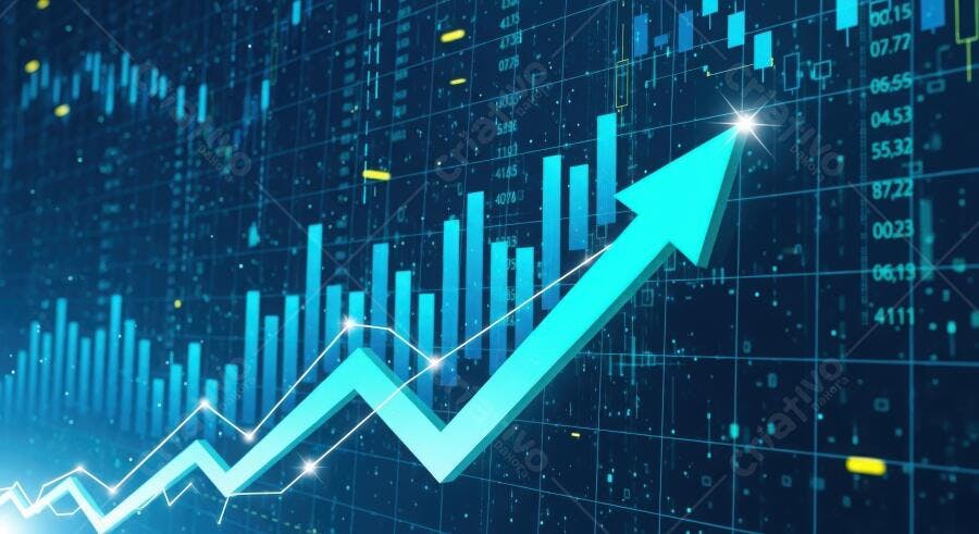 Foto Gráfico de Crescimento Financeiro Seta para Cima Mercado de Ações