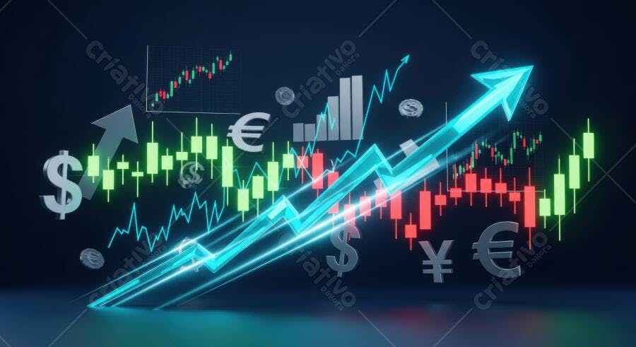 Foto Gráfico Financeiro Crescimento Mercado de Ações Moedas