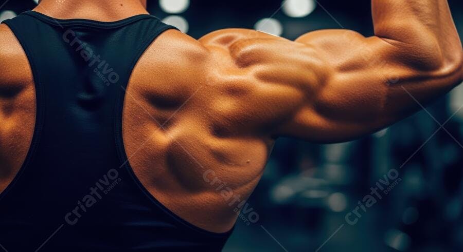 Foto Homem Musculoso Flexionando Bíceps Treino Academia