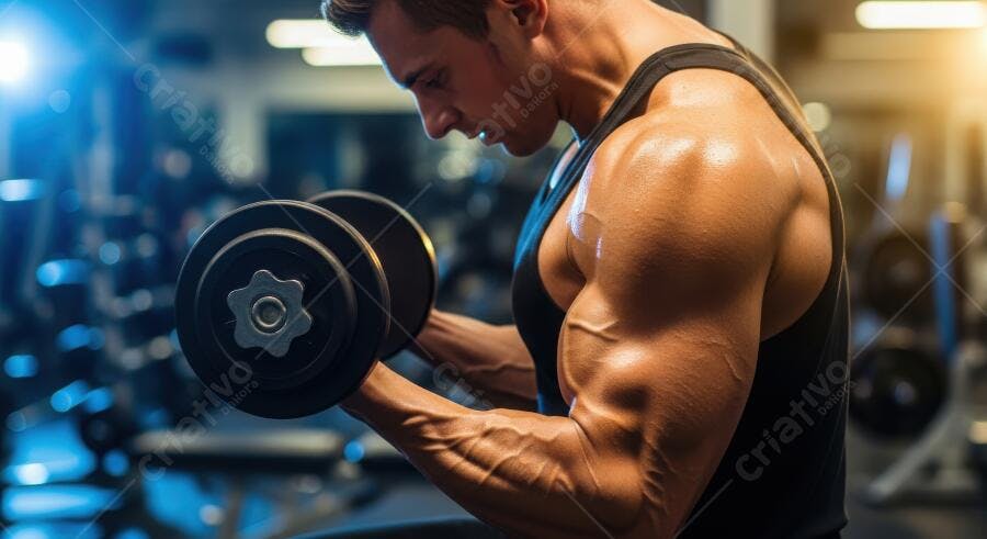 Foto Homem Musculoso Malhando Halteres Academia Fitness