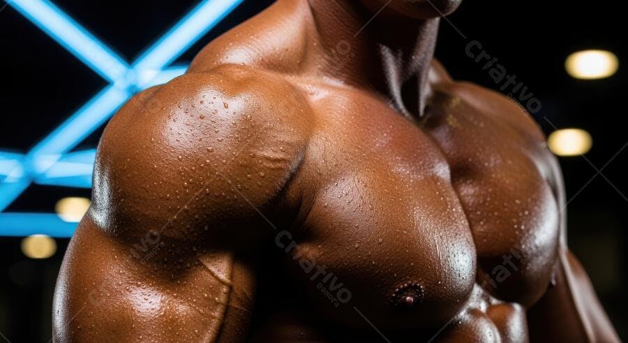 Foto Homem Musculoso Suado Treinando Academia Fitness