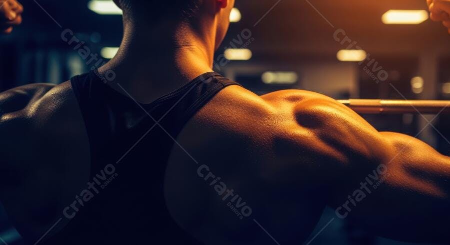 Foto Homem Musculoso Treinando Academia Fitness Esporte