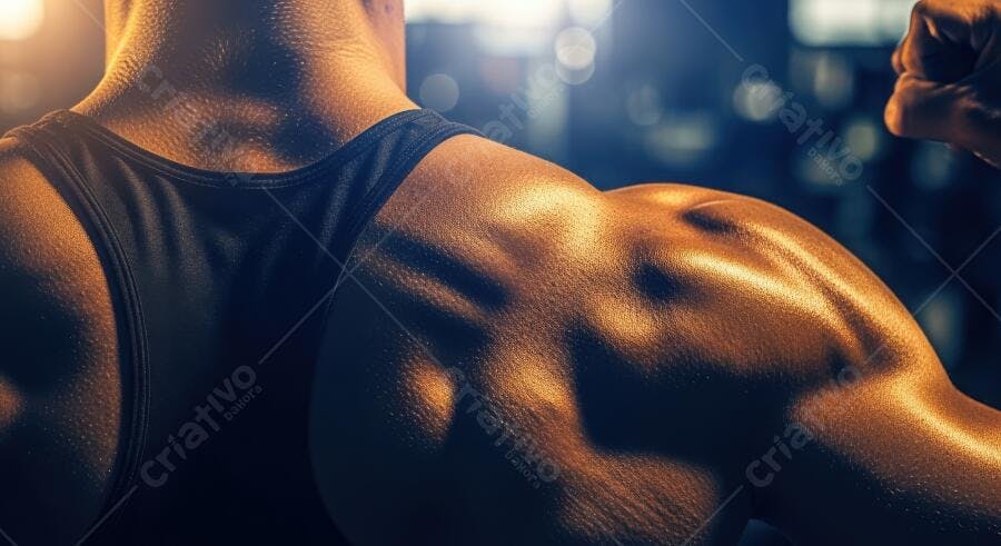 Foto Homem Musculoso Treinando Academia Foco Braço Ombro