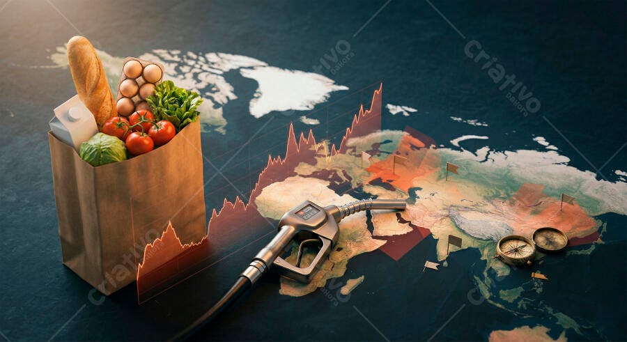 Foto Inflação Global Alimentos Combustível Mapa Mundial Economia