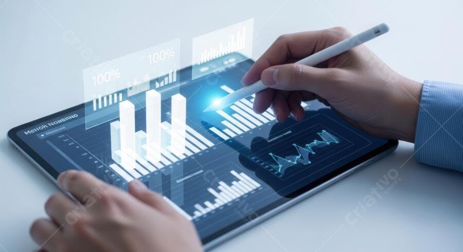 Foto Mãos Analisando Gráficos Financeiros Tablet Digital Negócios