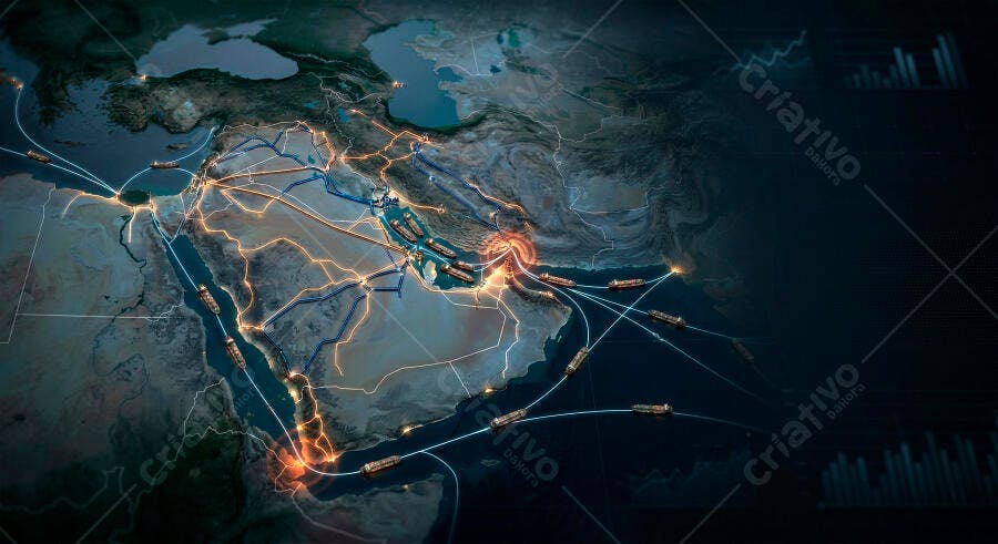 Foto Mapa Mundi Oriente Médio Conexões Digitais Rede Global
