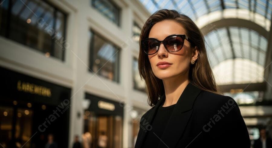 Foto Mulher Jovem Óculos Escuros Shopping Centro Urbano