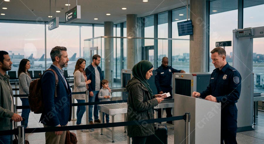 Foto Mulher Muçulmana Passaporte Aeroporto Segurança Viagem