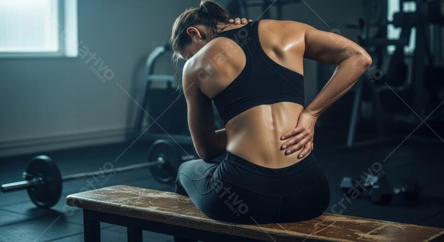 Foto Mulher Sentindo Dor nas Costas Academia Pós-Treino
