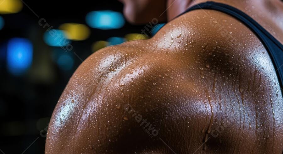 Foto Ombro Musculoso Suado Treino Intenso Academia Foco