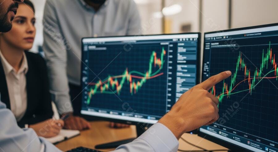Foto Pessoas Analisando Gráficos Financeiros Mercado de Ações