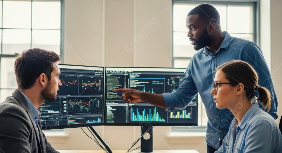 Foto Profissionais Analisando Gráficos Financeiros Mercado de Ações