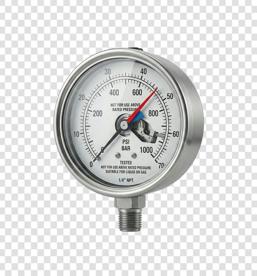 Foto Recortada Manômetro Medidor Pressão Industrial PNG Fundo Transparente