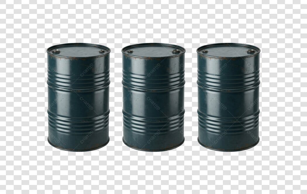 Foto Recortada Tambores de Óleo Industriais PNG Fundo Transparente
