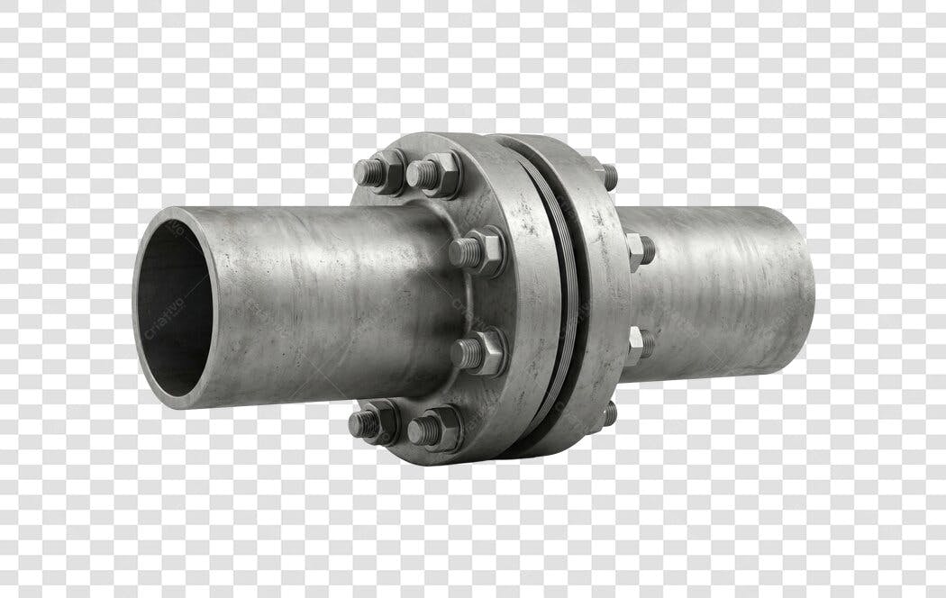 Foto Recortada Tubulação Industrial Conexão Flange PNG Fundo Transparente