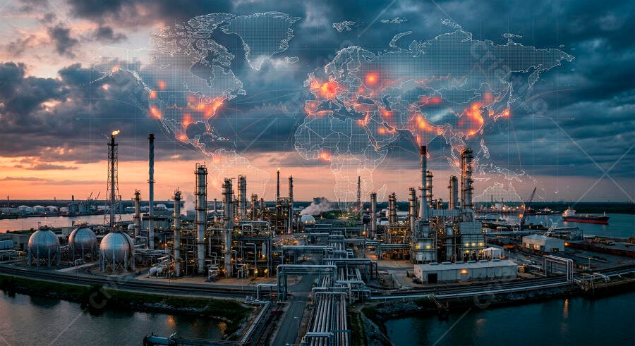 Foto Refinaria Petróleo Indústria Química Poluição Global