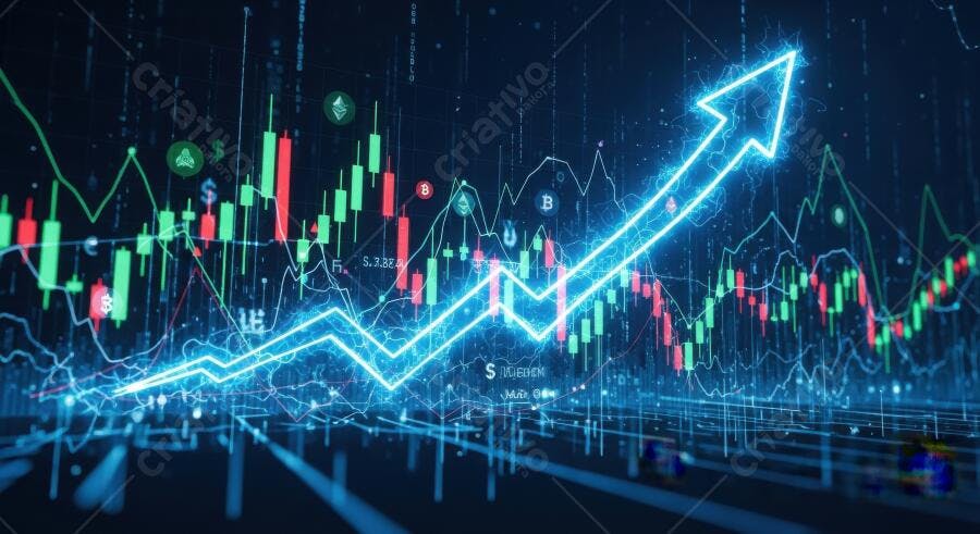 Gráfico de Ações Mercado Financeiro Crescimento Digital