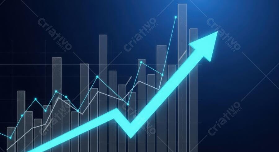 Gráfico de Crescimento Financeiro Seta para Cima Fundo Azul Escuro