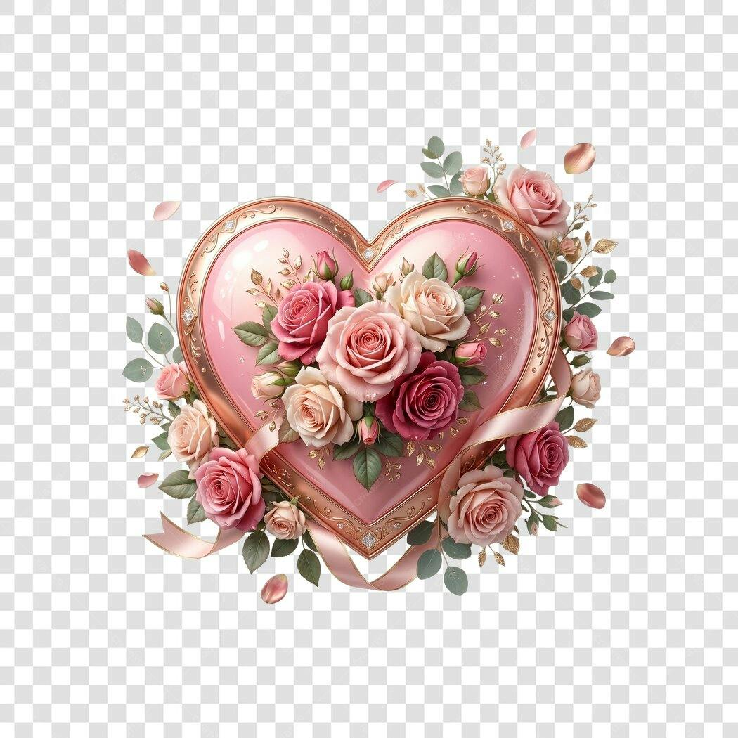 Ilustração Coração Rosas Dia das Mães Maio PNG Fundo Transparente