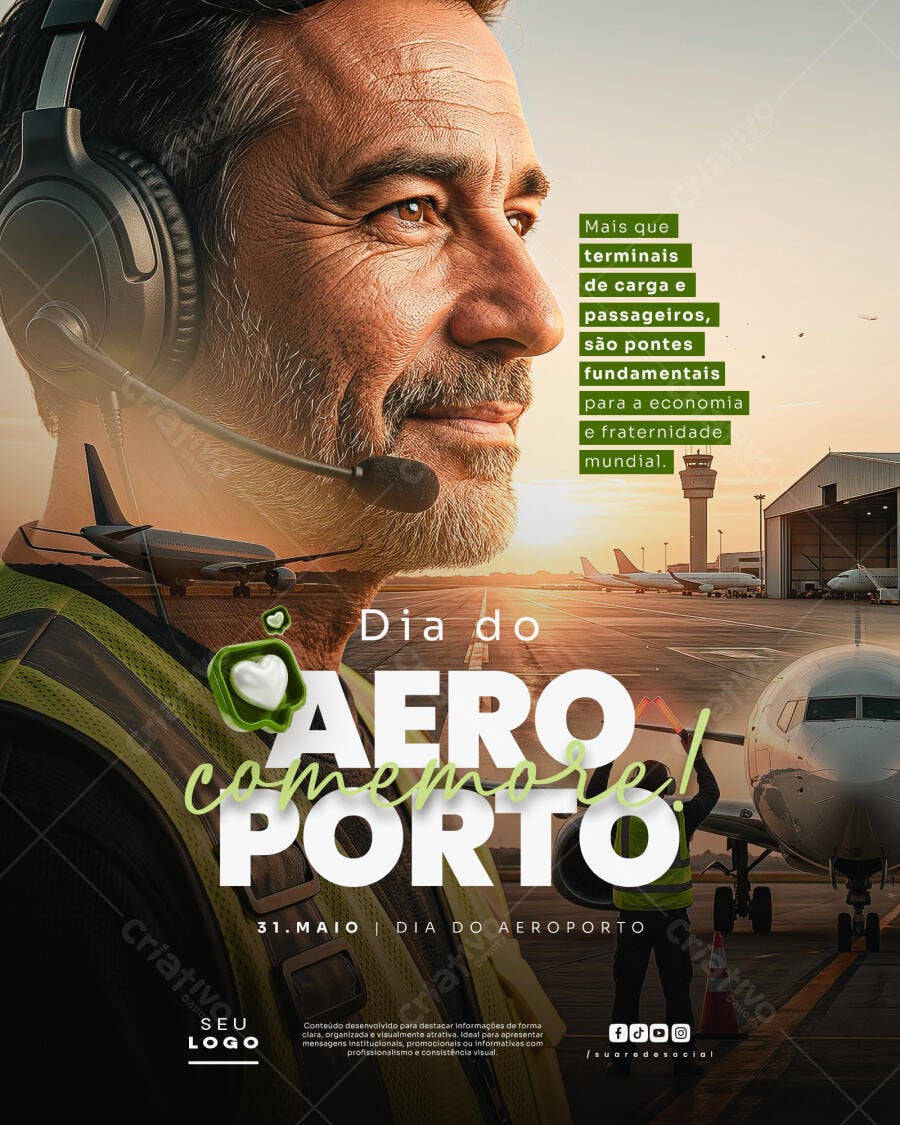 Post Dia do Aeroporto 31 de Maio PSD Editável