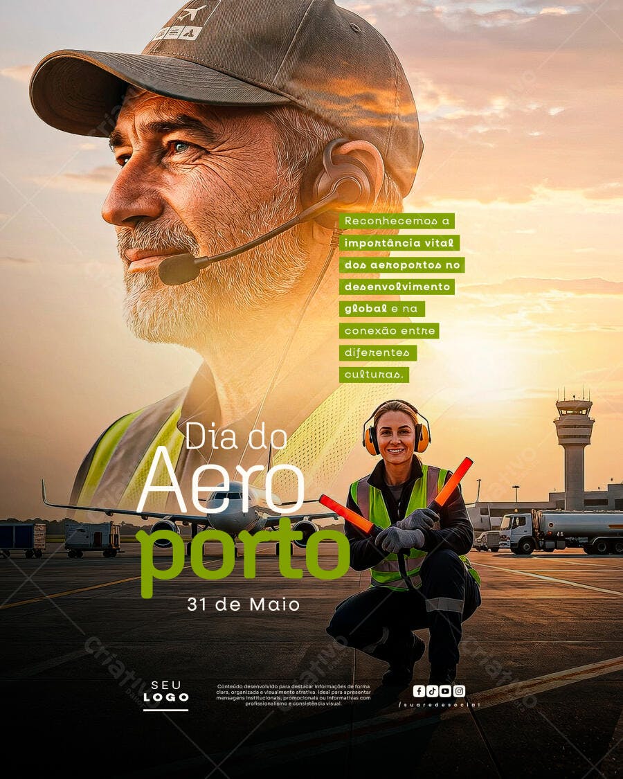 Post Dia do Aeroporto 31 de Maio PSD Editável