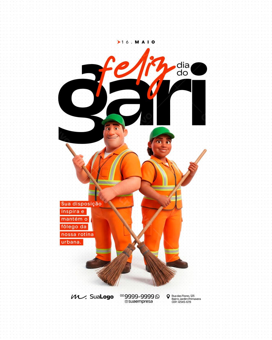 Post Dia do Gari 16 de Maio PSD Editável