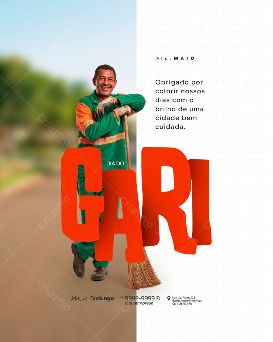 Post Dia do Gari 16 de Maio PSD Editável