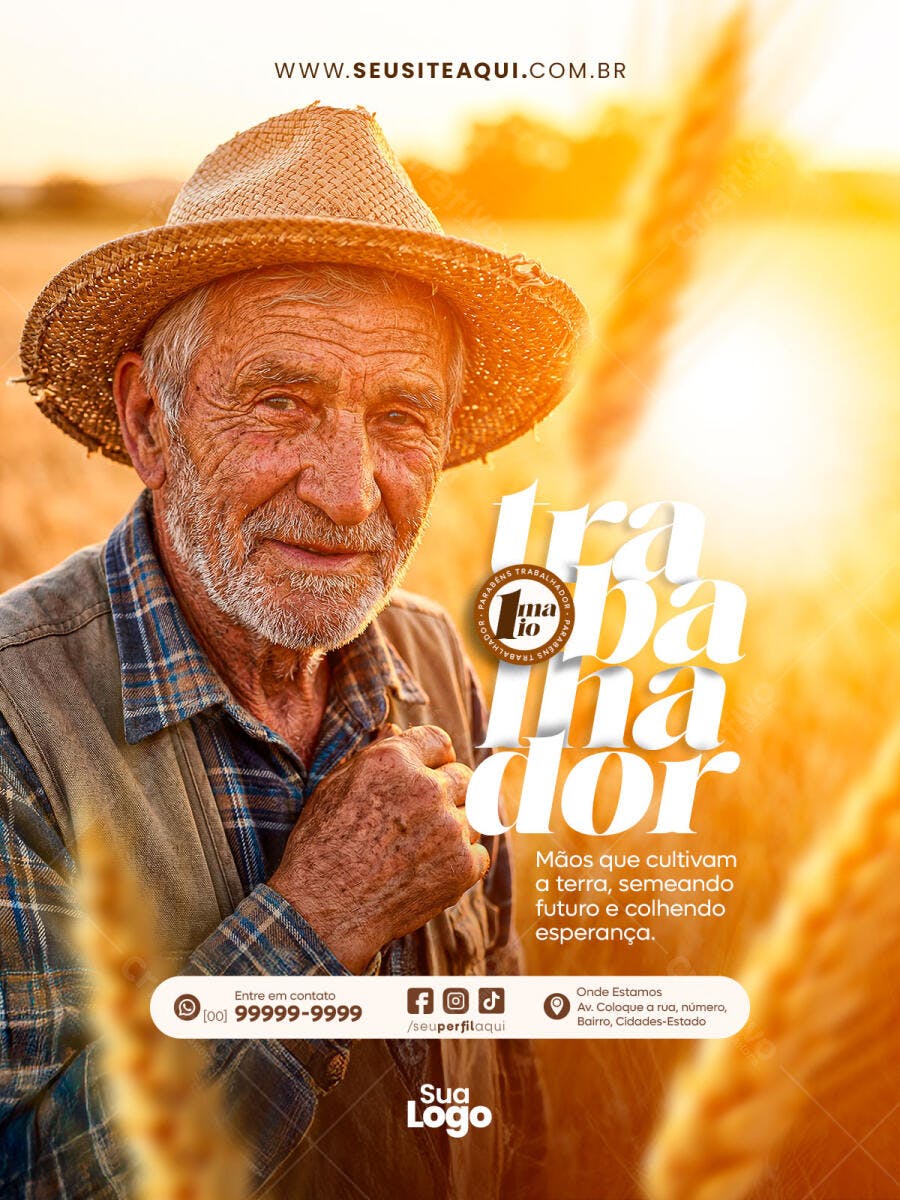 Post Dia do Trabalhador 1 de Maio Rural PSD Editável