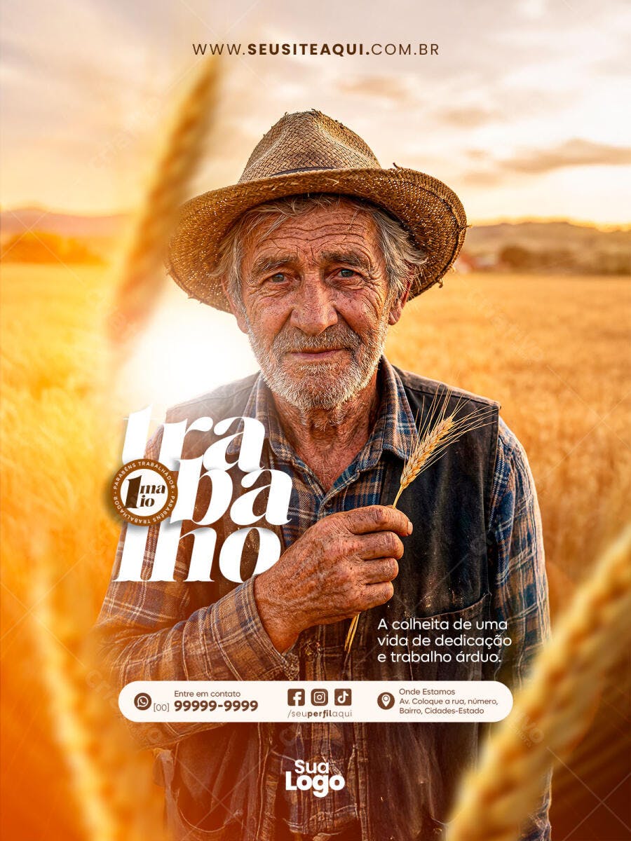 Post Dia do Trabalhador Campo Agronegócio PSD Editável