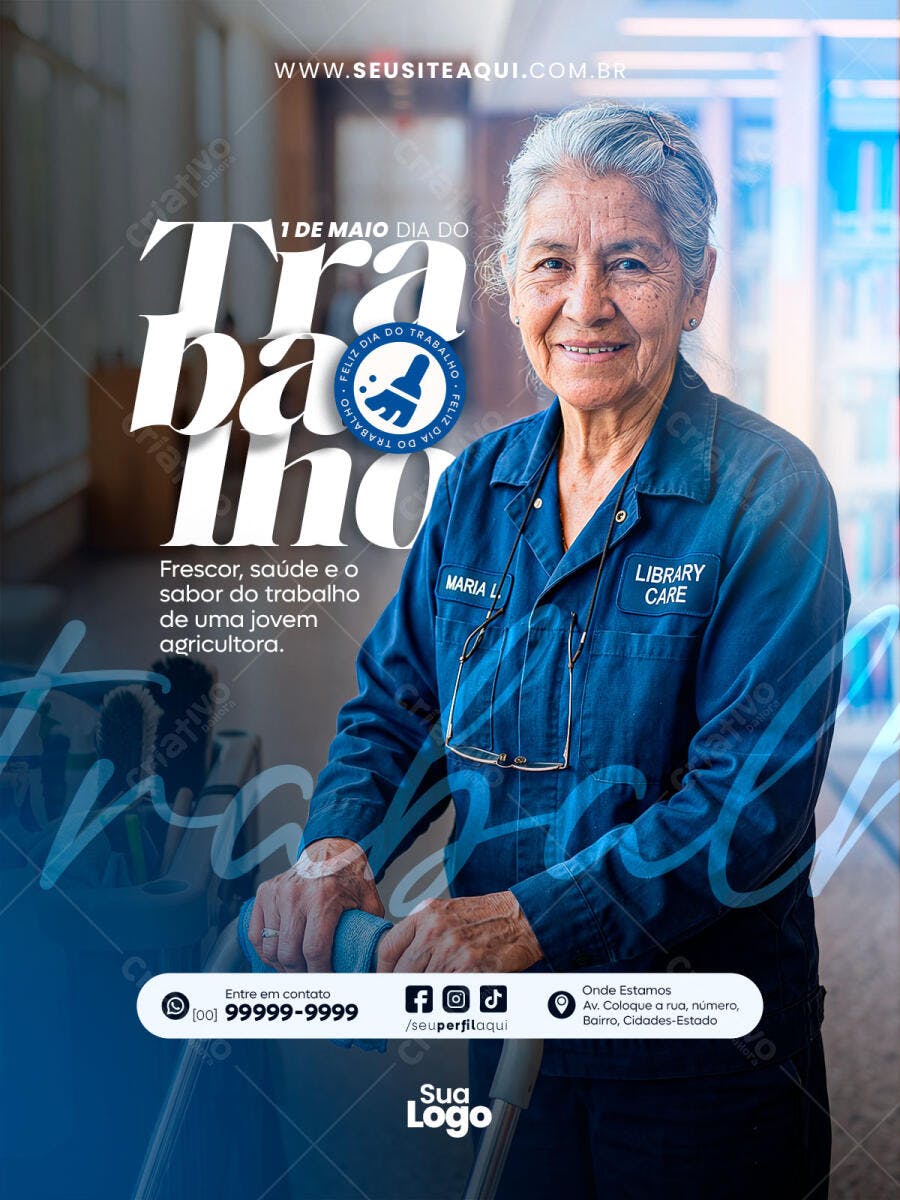 Post Dia do Trabalho 1 de Maio PSD Editável