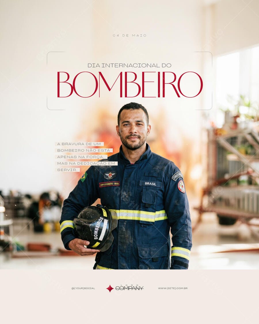 Post Dia Internacional do Bombeiro 02 de Maio PSD Editável