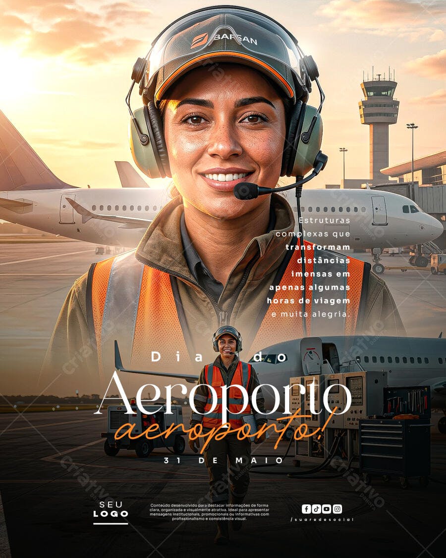 Post Instagram Dia do Aeroporto 31 de Maio PSD Editável