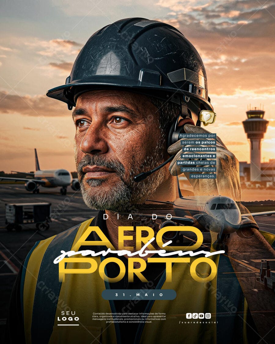 Post Instagram Dia do Aeroporto 31 de Maio PSD Editável