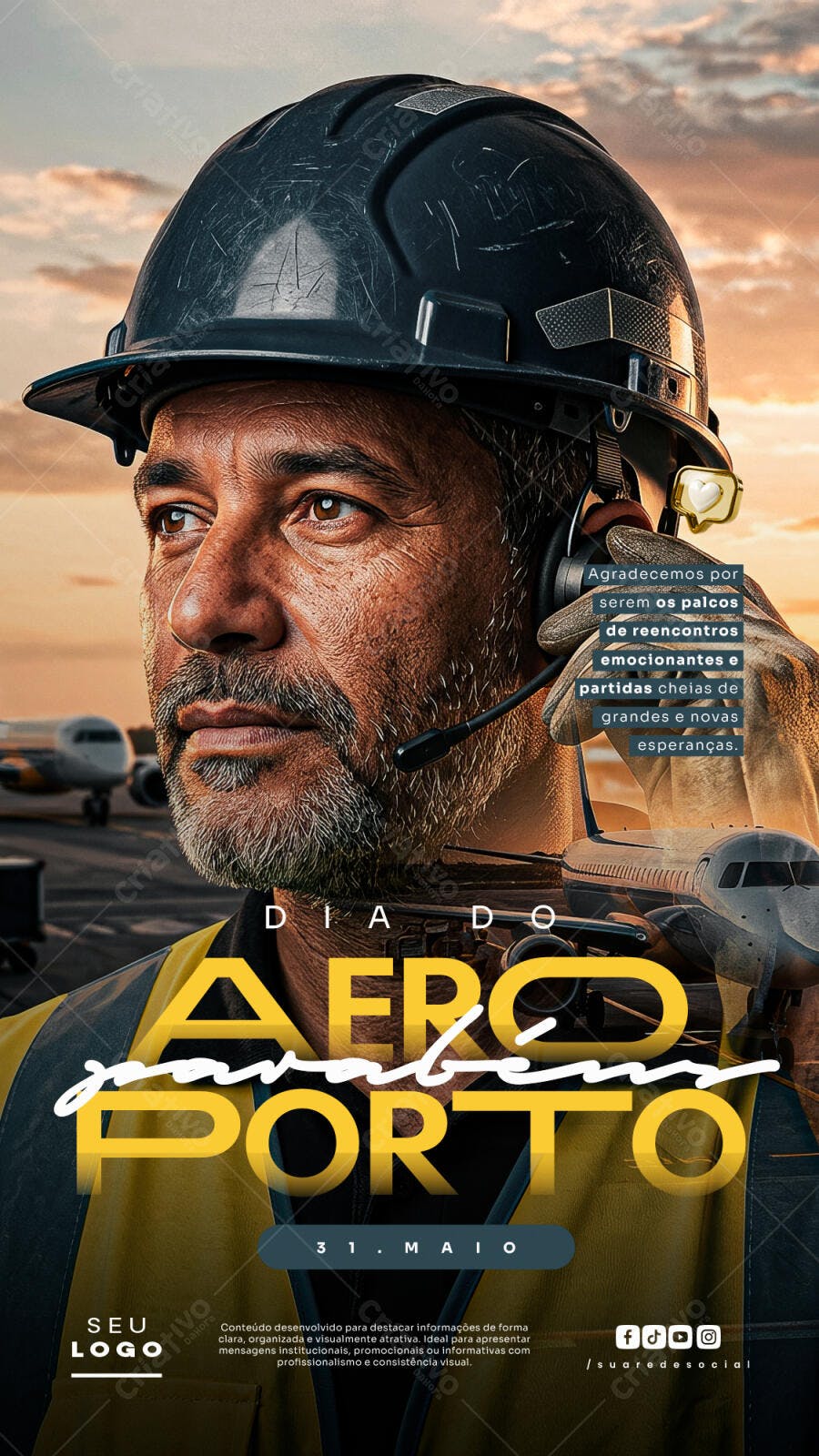 Post Instagram Dia do Aeroporto 31 de Maio PSD Editável