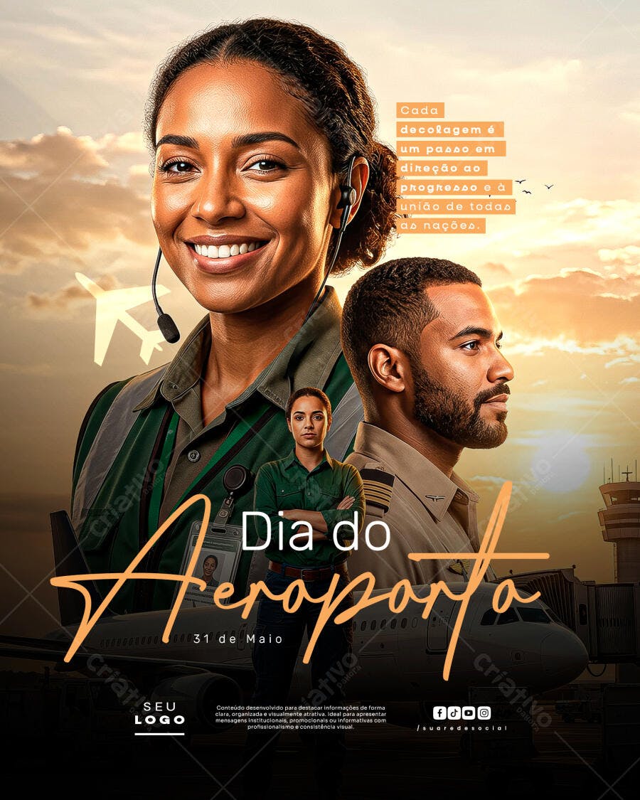 Post Instagram Dia do Aeroporto 31 de Maio PSD Editável