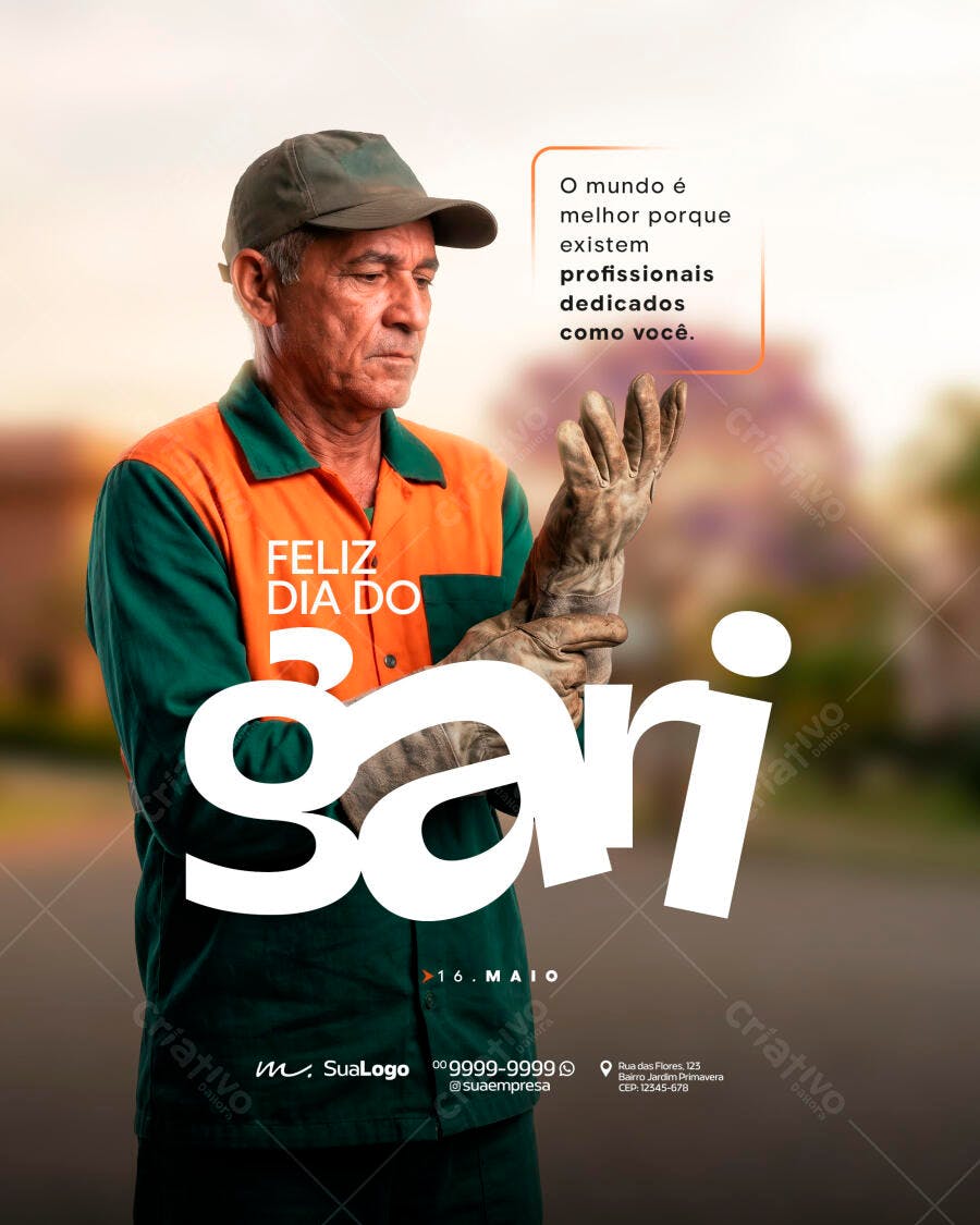 Post Instagram Dia do Gari 16 de Maio PSD Editável