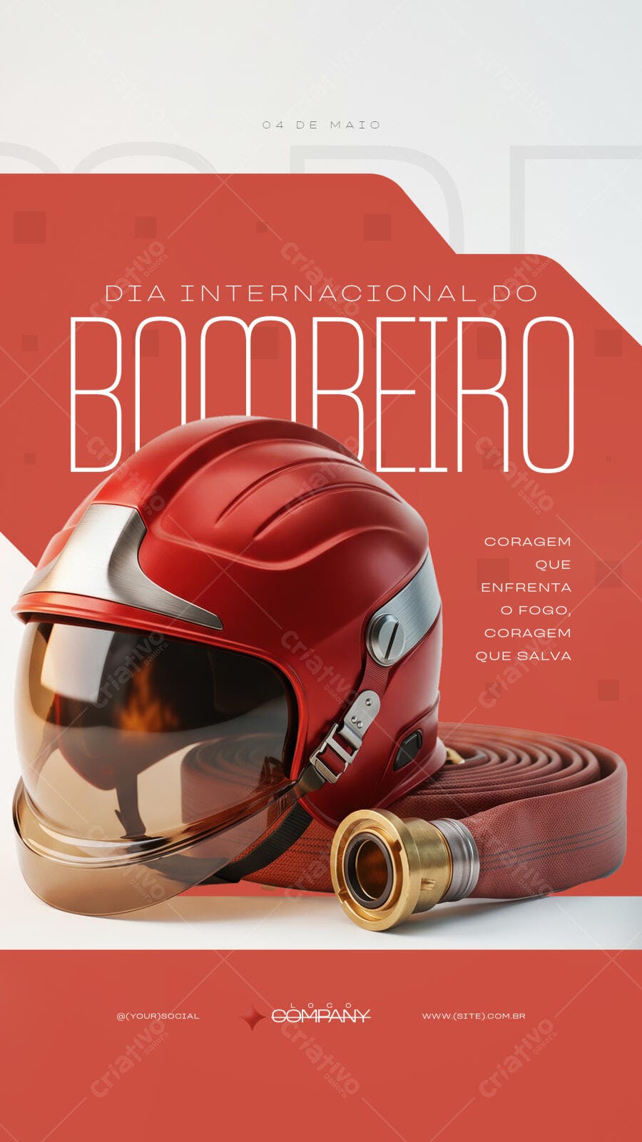 Post Instagram Dia Internacional do Bombeiro 04 de Maio PSD Editável