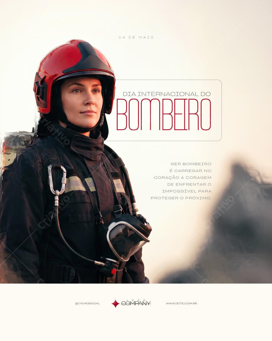 Post Instagram Dia Internacional do Bombeiro 2 de Maio PSD Editável