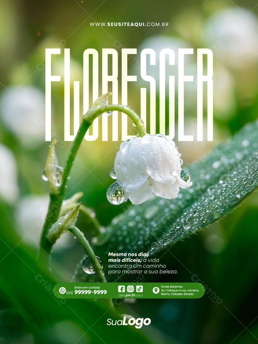 Post Instagram Florescer Natureza Verde PSD Editável