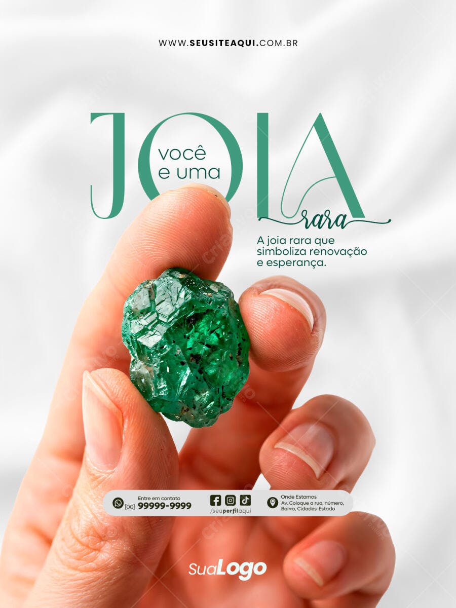 Post Instagram Joalheria Esmeralda Rara PSD Editável