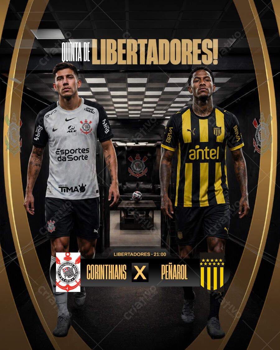 Post Instagram Libertadores Corinthians Peñarol PSD Editável