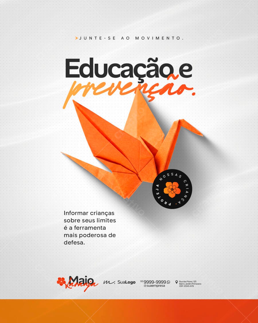 Post Instagram Maio Laranja Educação Prevenção PSD Editável