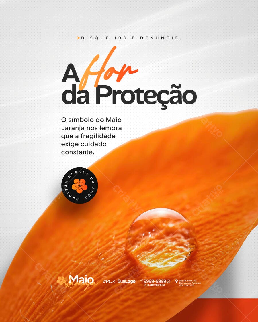 Post Instagram Maio Laranja Proteção Infantil PSD Editável