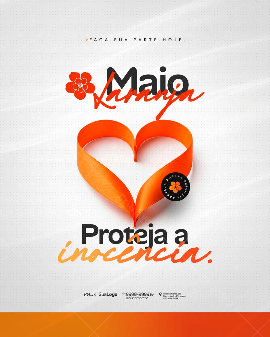 Post Instagram Maio Laranja Proteja Inocência PSD Editável