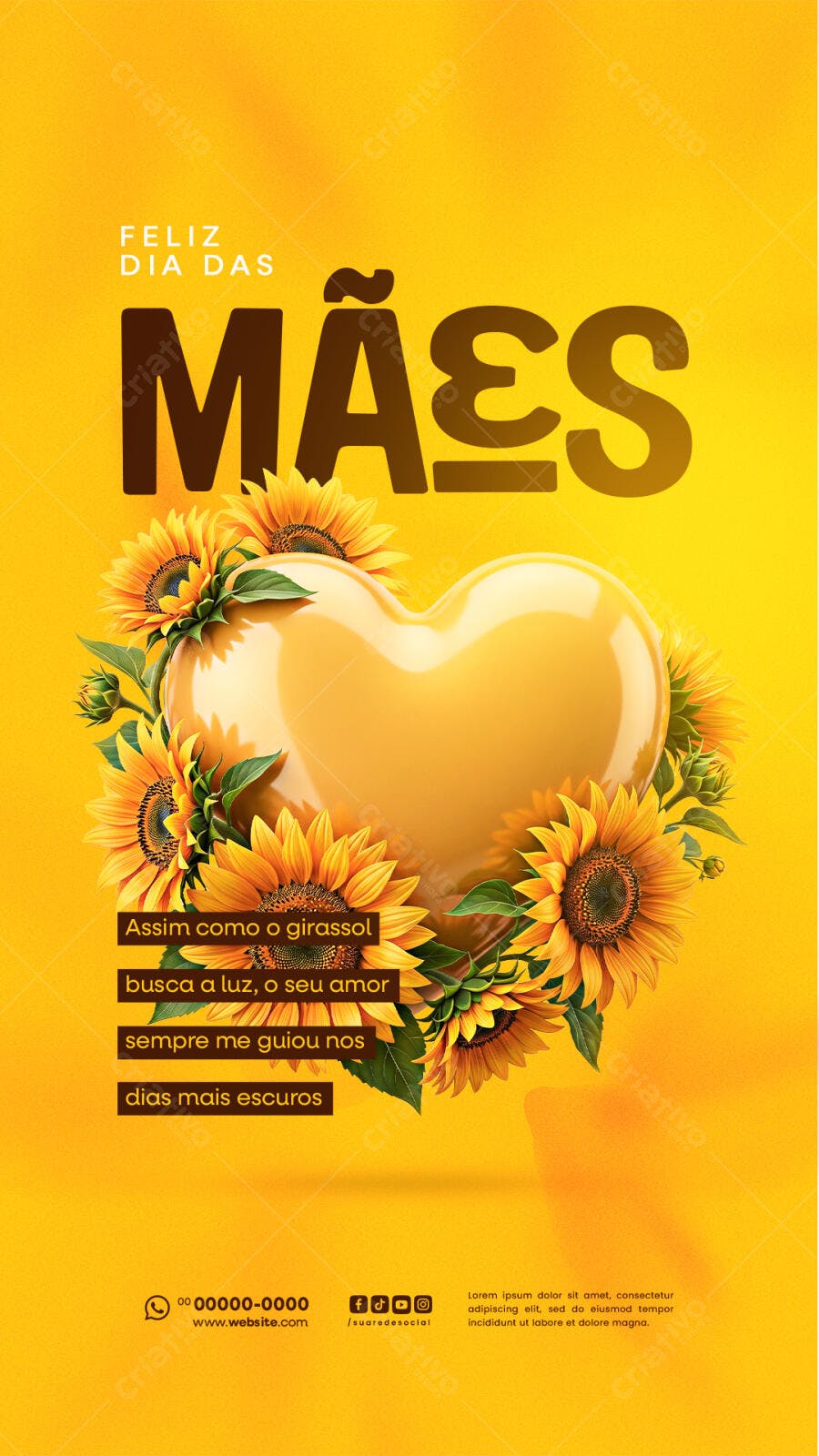 Story Dia das Mães Girassóis Coração PSD Editável