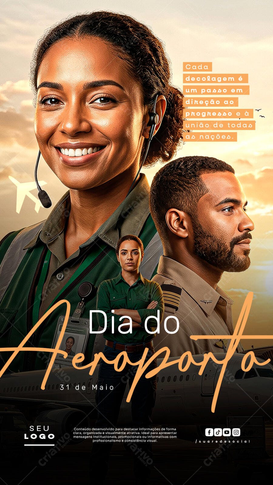 Story Dia do Aeroporto 31 de Maio Aviação PSD Editável
