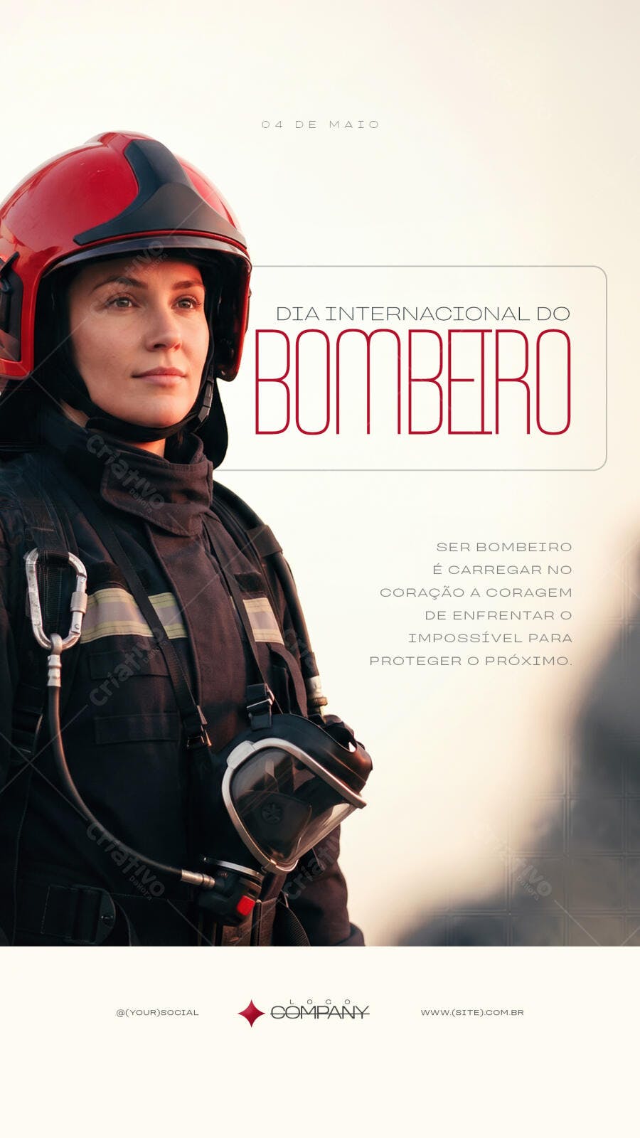 Story Dia Internacional do Bombeiro 04 de Maio PSD Editável